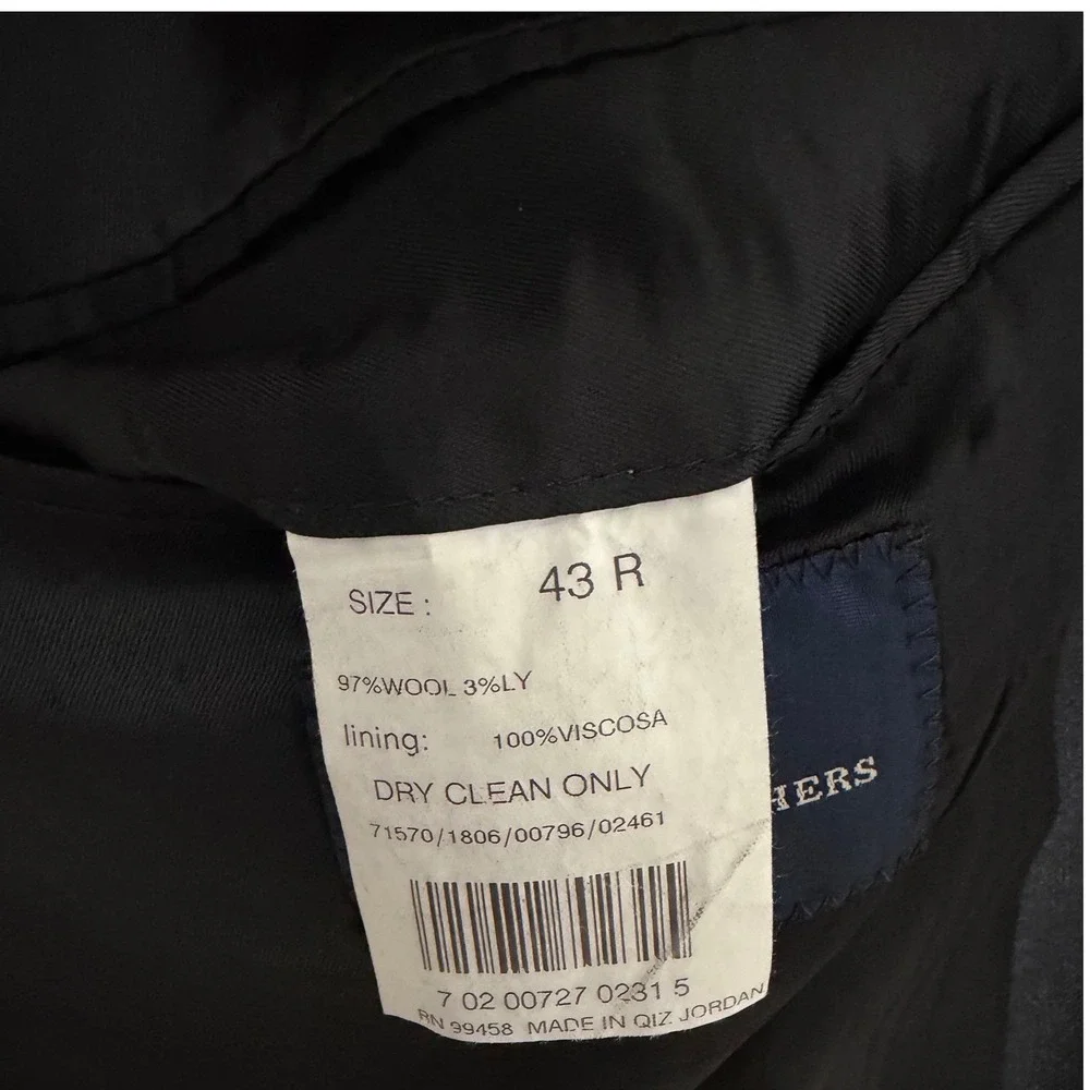 Brooks Brothers 346 Mens 43R Blazer Charcoal Gray Stretch Wool 3 Button SuitCoat